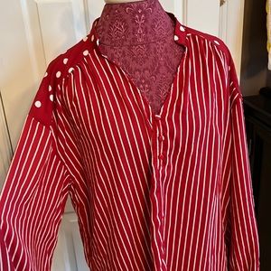 Suzanne Betro red/white striped blouse